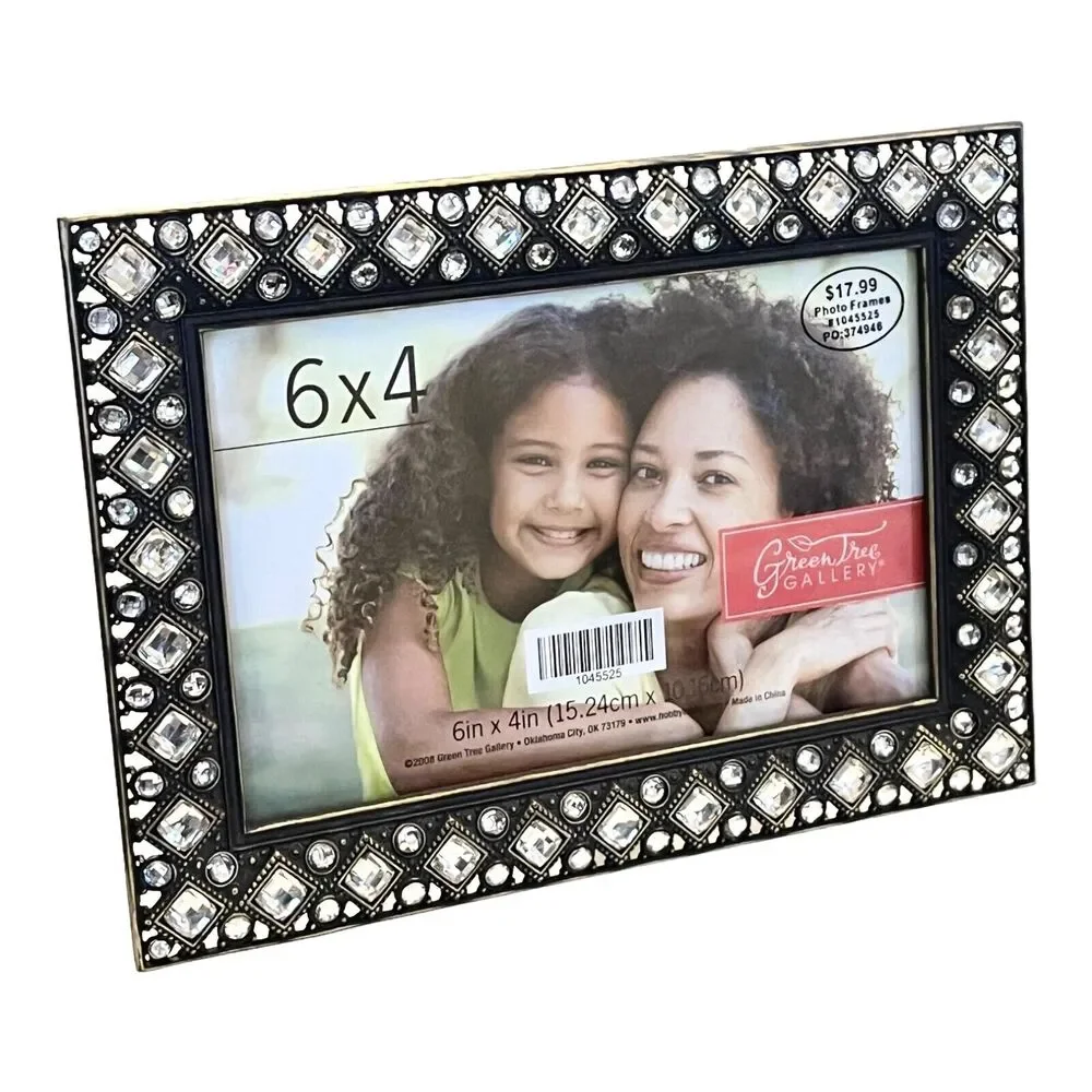 NEW Rhinestone & Bronze Metal PICTURE FRAME 4x6 Vertical or Horizontal Western